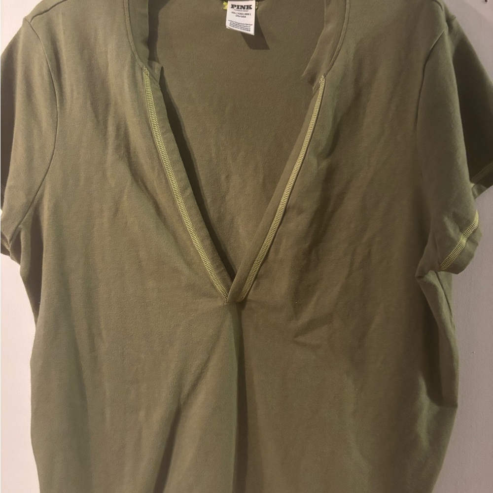 PINK Victoria's Secret Khaki Short Sleeve Tee